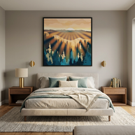 Blue Forest Sunrise - Matte Canvas, Framed (Multi-color)