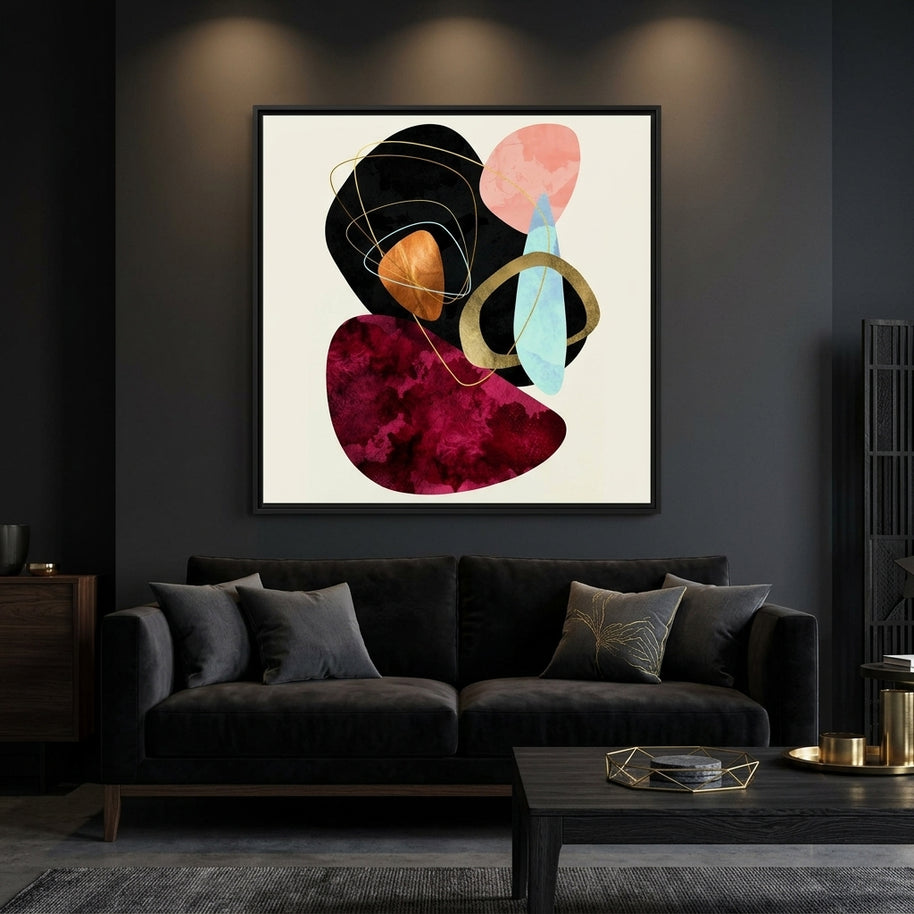 Abstract Pebbles II - Matte Canvas, Framed (Multi-color)
