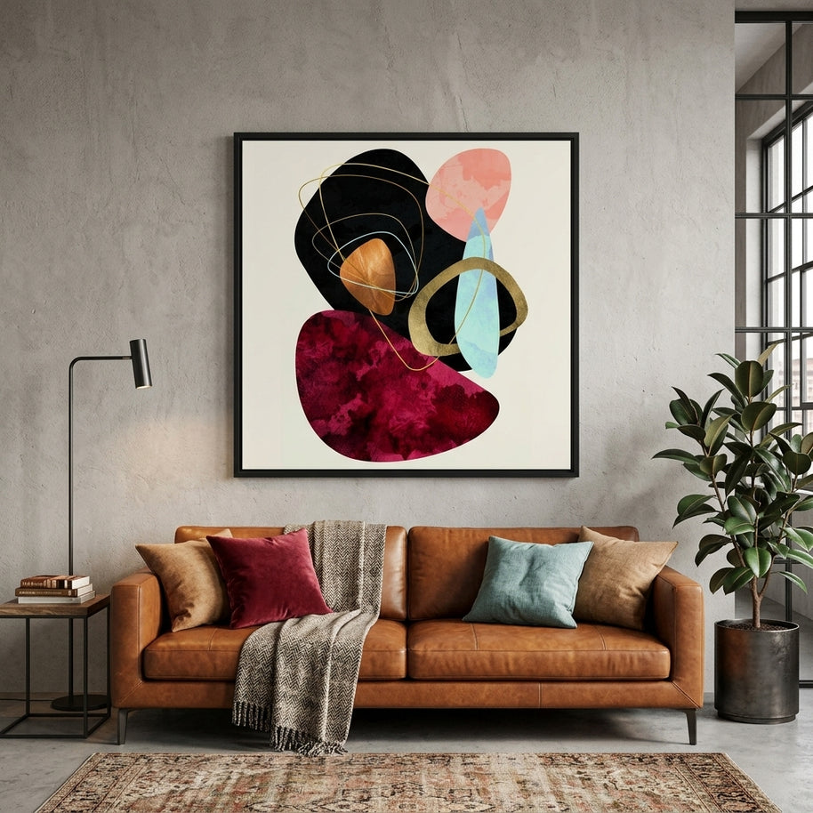 Abstract Pebbles II - Matte Canvas, Framed (Multi-color)