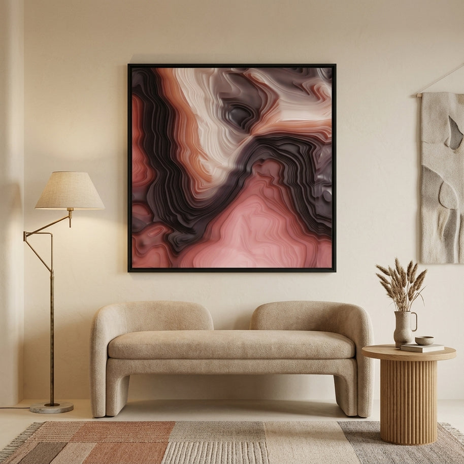 Velvet Cake Abstract - Matte Canvas, Framed (Multi-color)