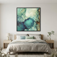 Teal Abstract - Matte Canvas, Framed (Multi-color)