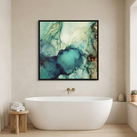 Teal Abstract - Matte Canvas, Framed (Multi-color)
