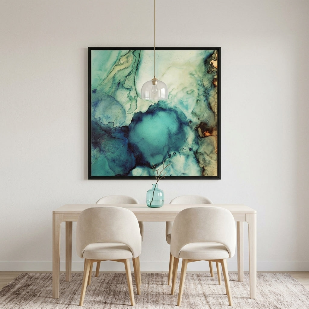Teal Abstract - Matte Canvas, Framed (Multi-color)