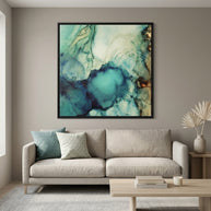 Teal Abstract - Matte Canvas, Framed (Multi-color)