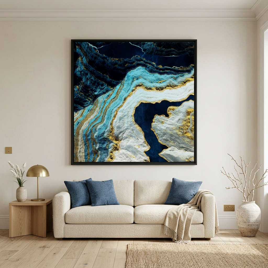 Aerial Ocean Abstract - Matte Canvas, Framed (Multi-color)