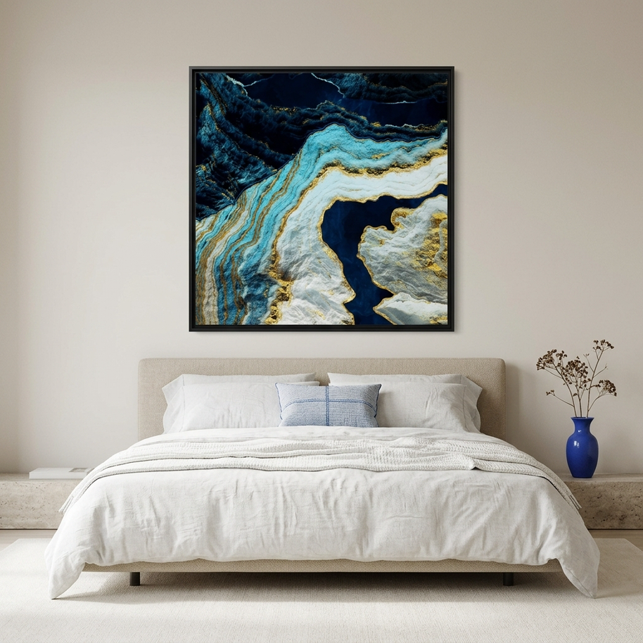Aerial Ocean Abstract - Matte Canvas, Framed (Multi-color)