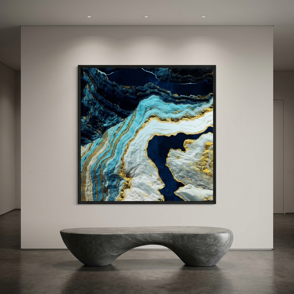 Aerial Ocean Abstract - Matte Canvas, Framed (Multi-color)