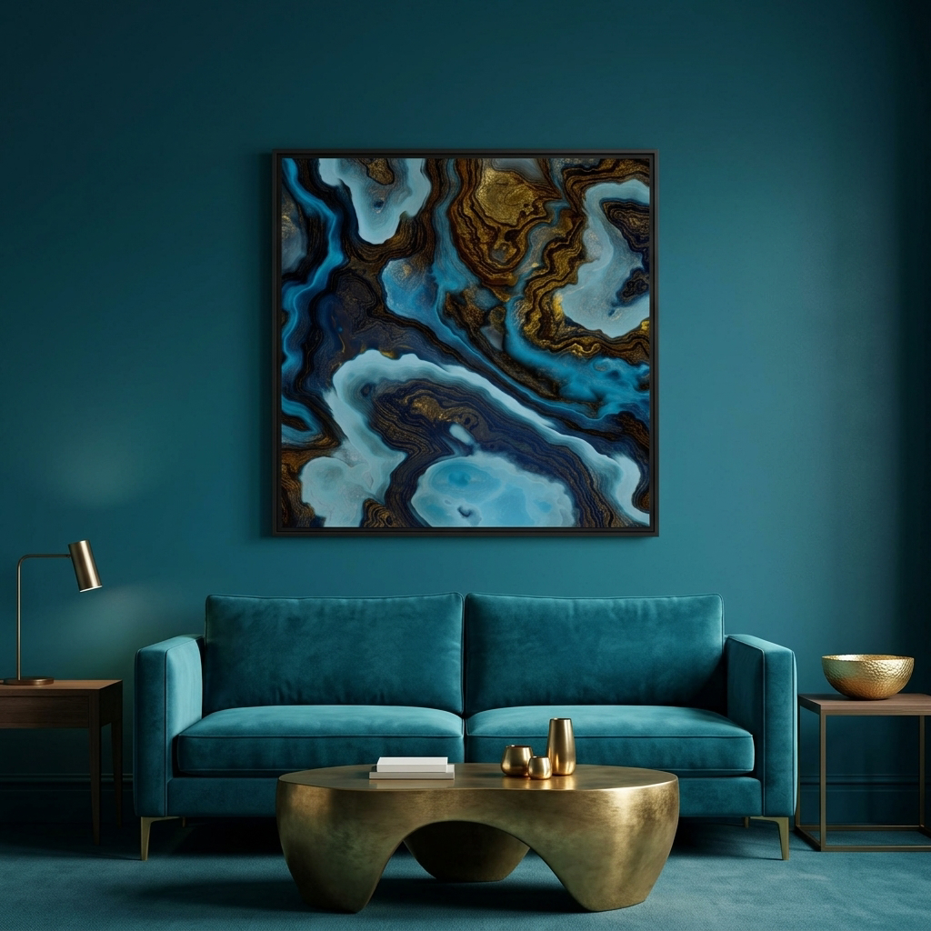 Blue Agate - Matte Canvas, Framed (Multi-color)