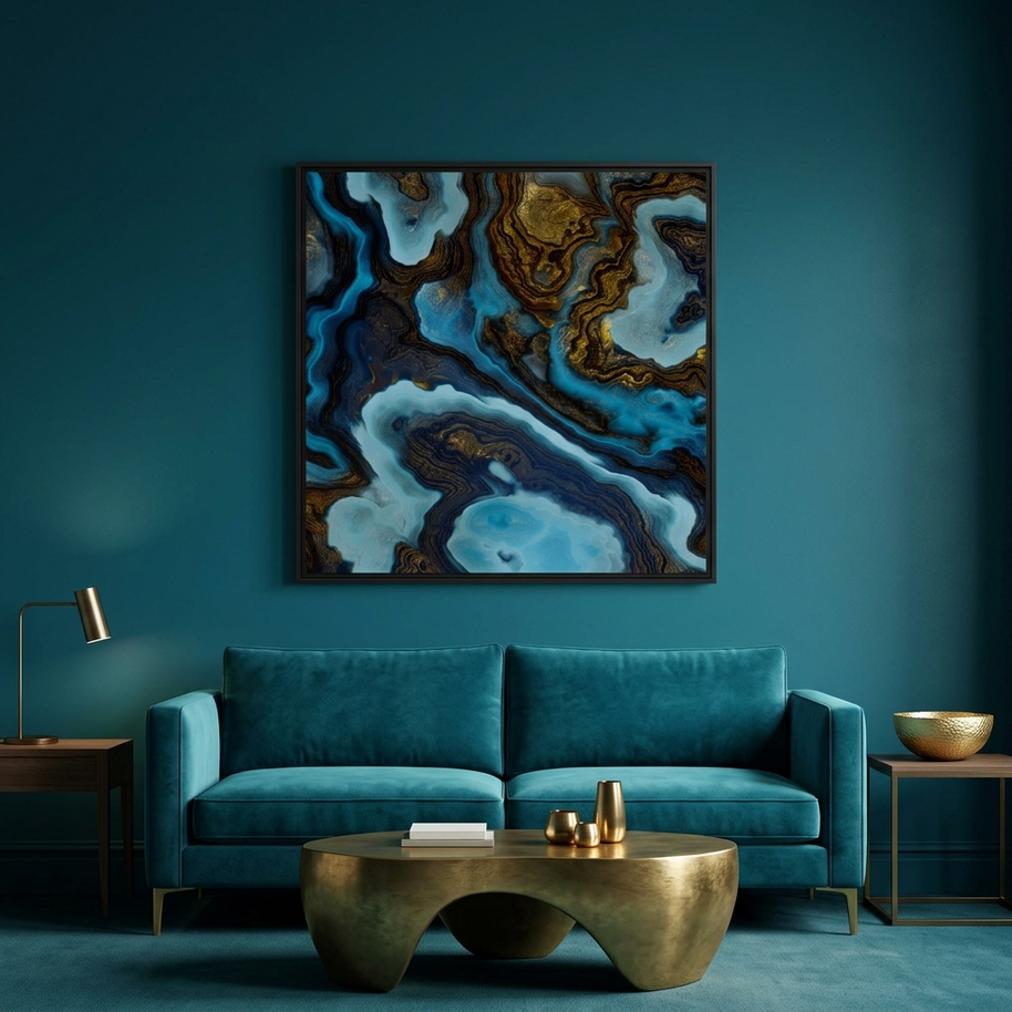 Blue Agate - Matte Canvas, Framed (Multi-color)