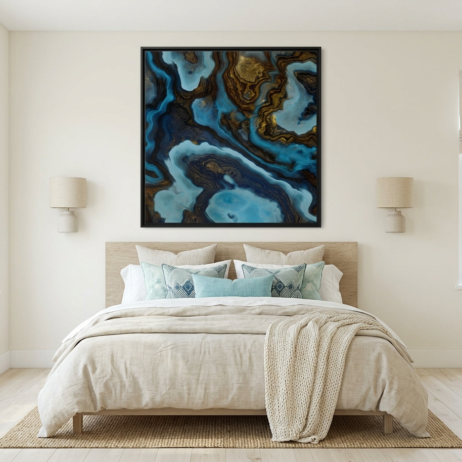 Blue Agate - Matte Canvas, Framed (Multi-color)
