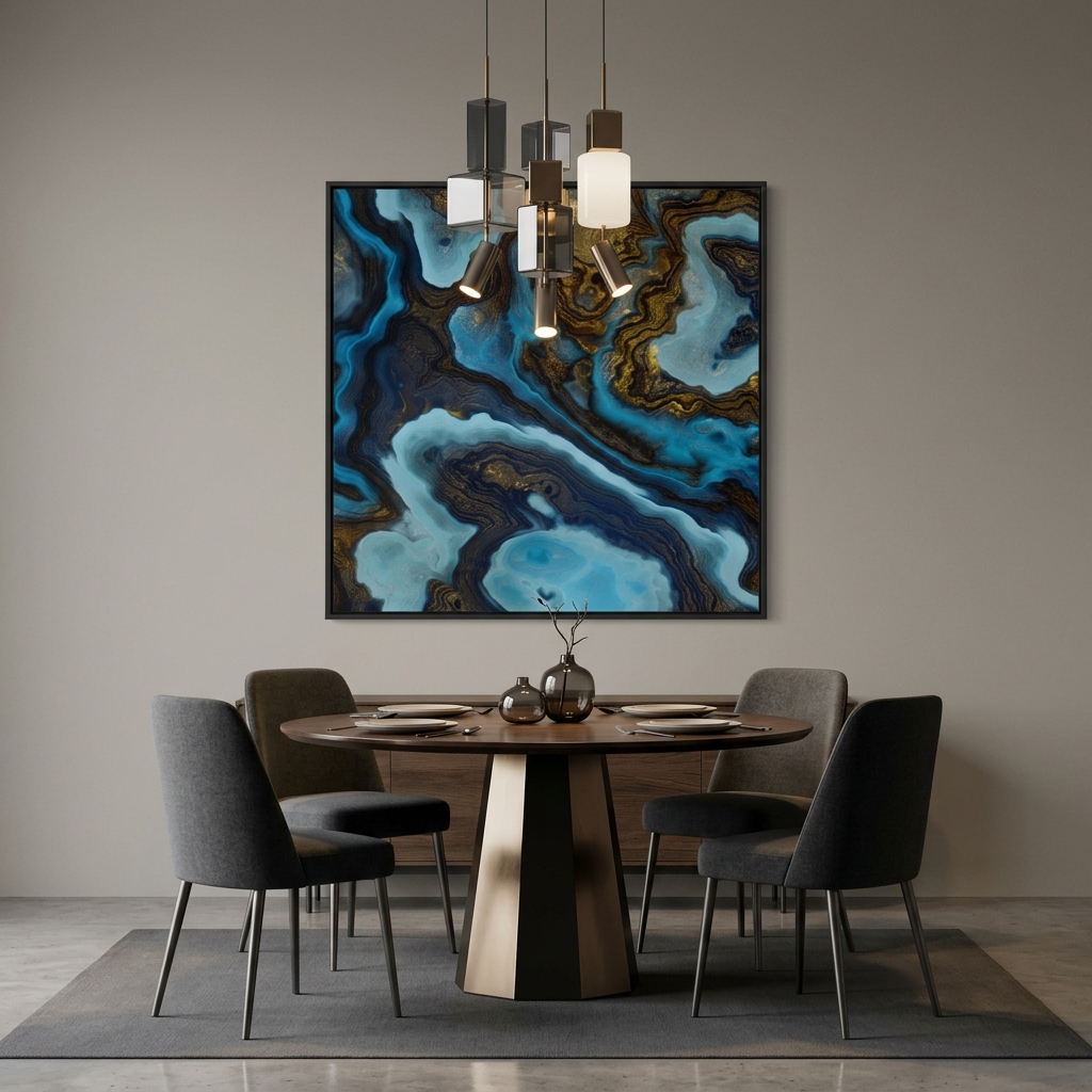 Blue Agate - Matte Canvas, Framed (Multi-color)