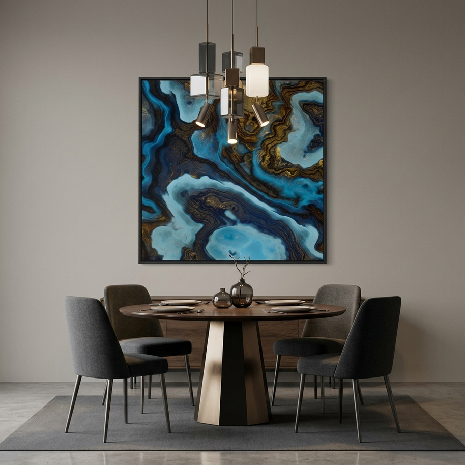 Blue Agate - Matte Canvas, Framed (Multi-color)