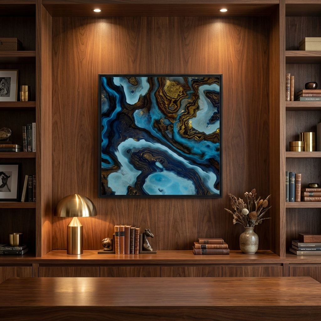 Blue Agate - Matte Canvas, Framed (Multi-color)