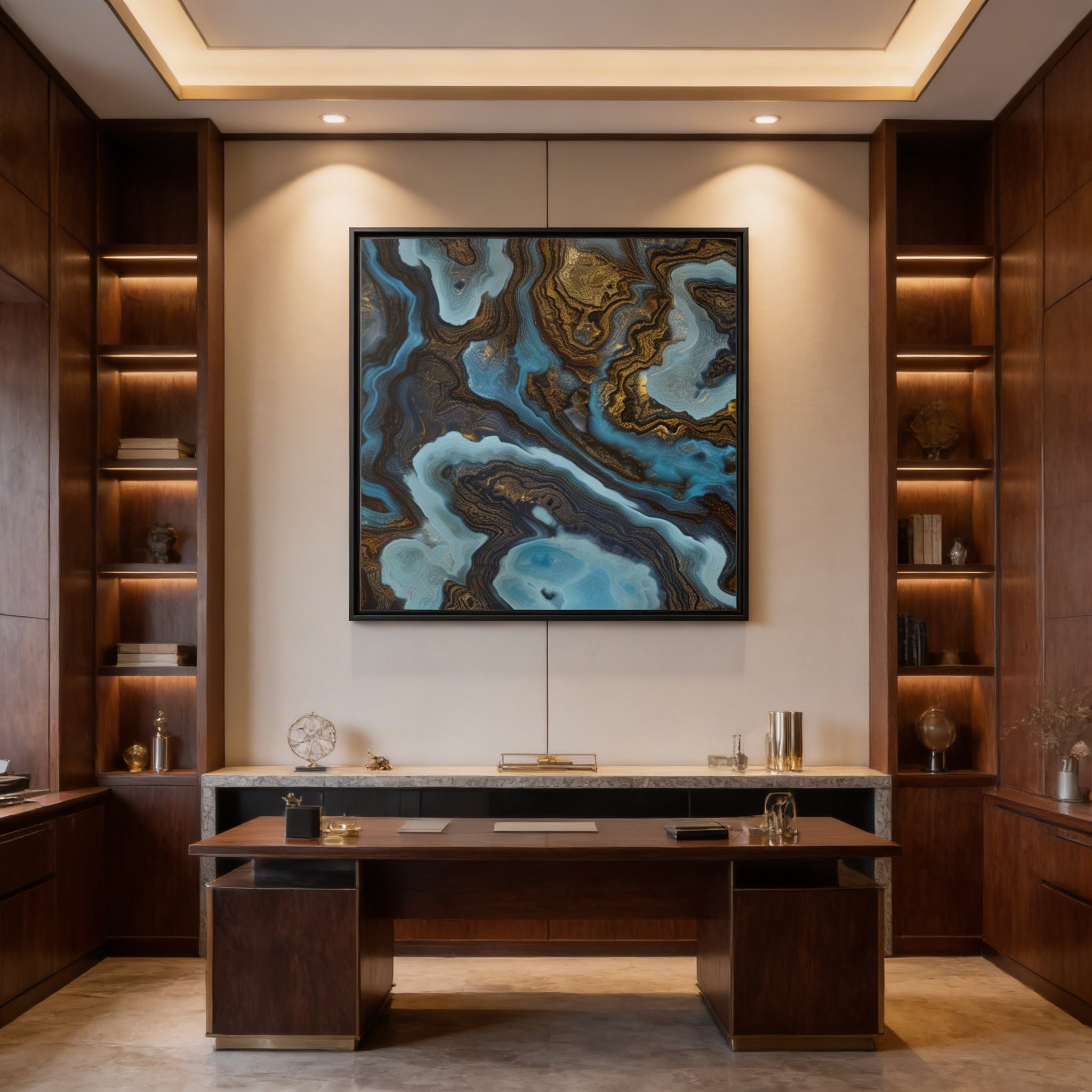 Blue Agate - Matte Canvas, Framed (Multi-color)