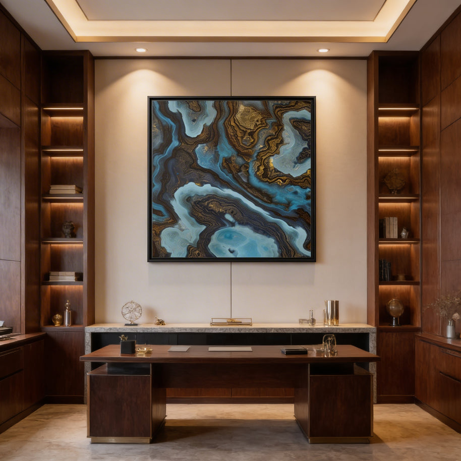 Blue Agate - Matte Canvas, Framed (Multi-color)