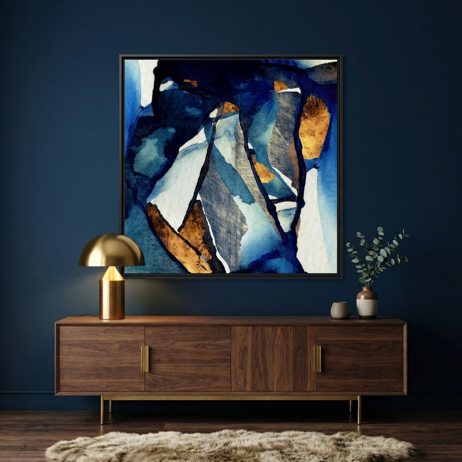 Cobalt Abstract - Matte Canvas, Framed (Multi-color)