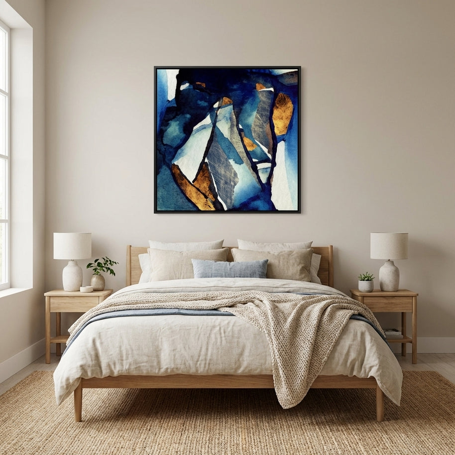 Cobalt Abstract - Matte Canvas, Framed (Multi-color)
