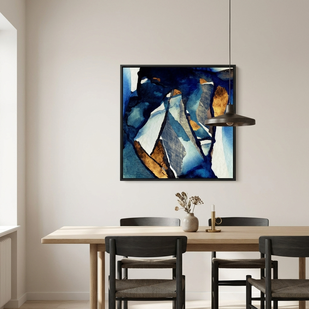 Cobalt Abstract - Matte Canvas, Framed (Multi-color)