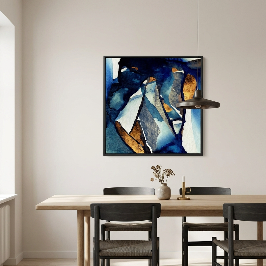 Cobalt Abstract - Matte Canvas, Framed (Multi-color)