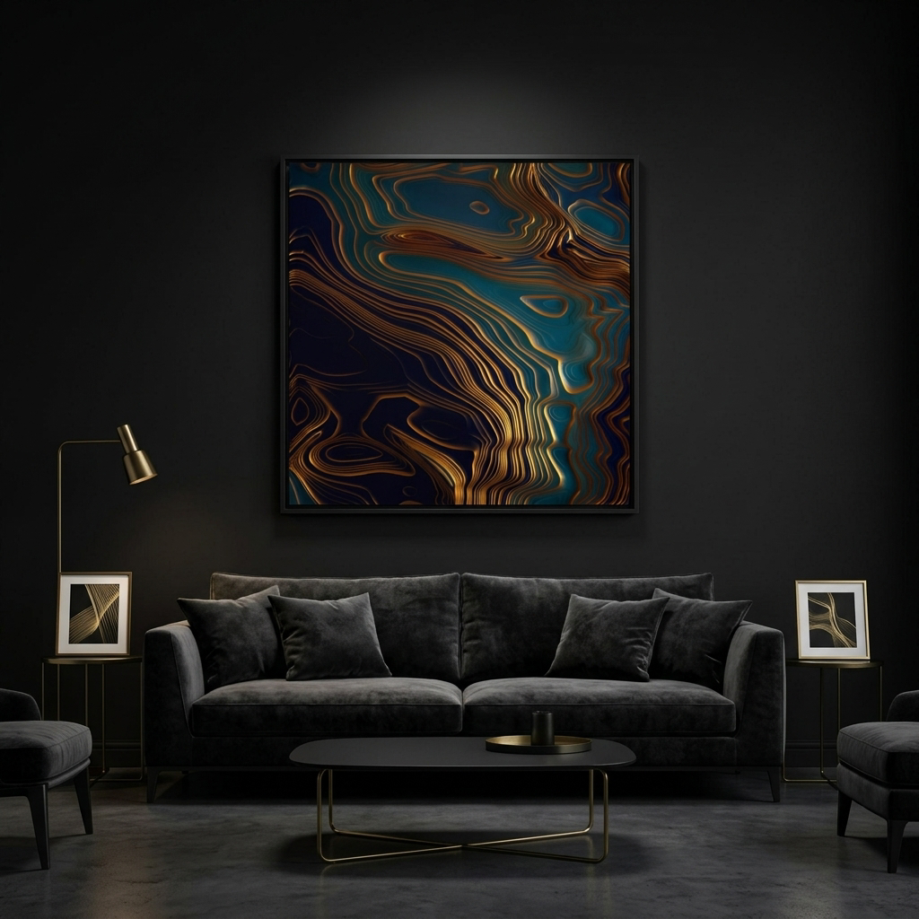 Peacock Ocean - Matte Canvas, Framed (Multi-color)