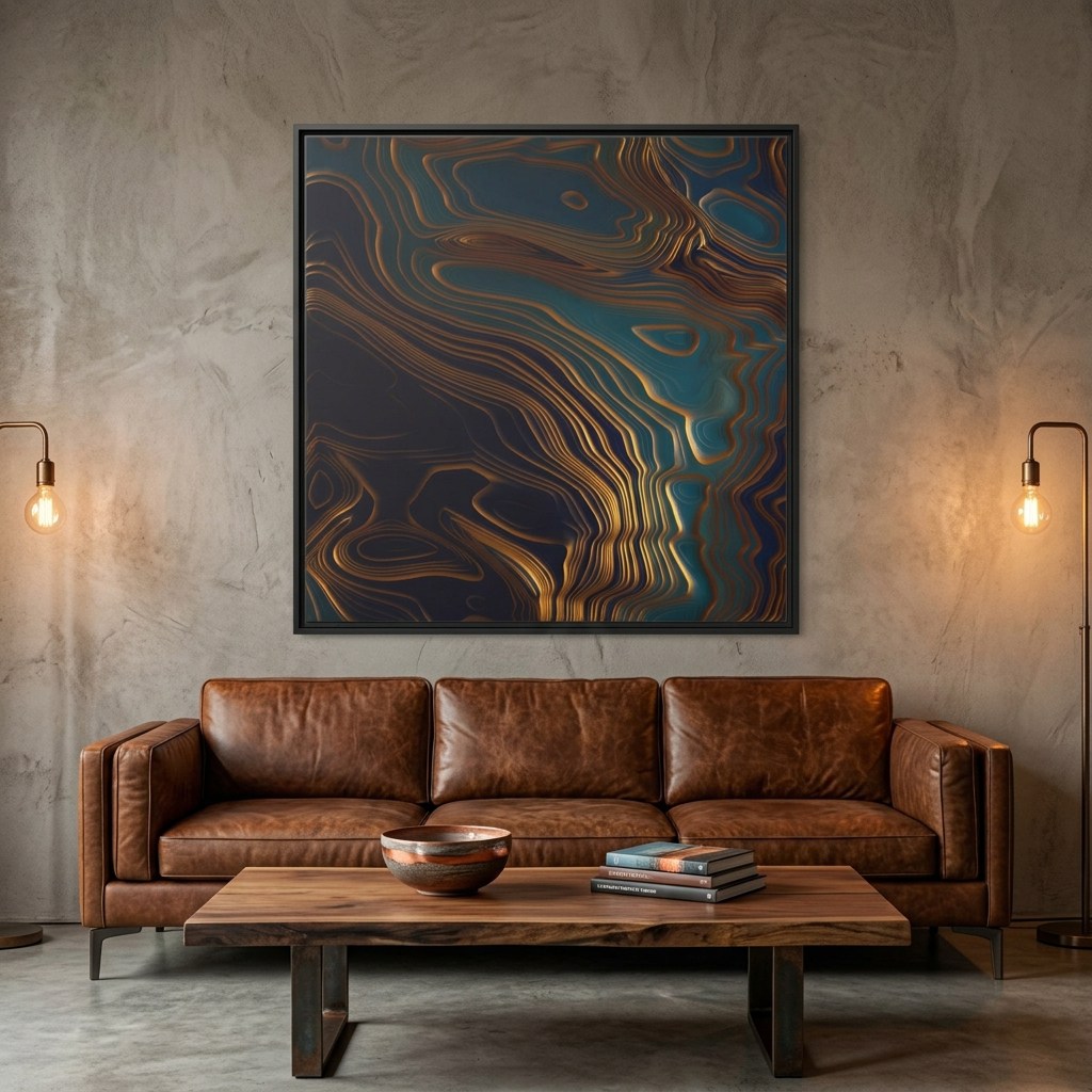 Peacock Ocean - Matte Canvas, Framed (Multi-color)