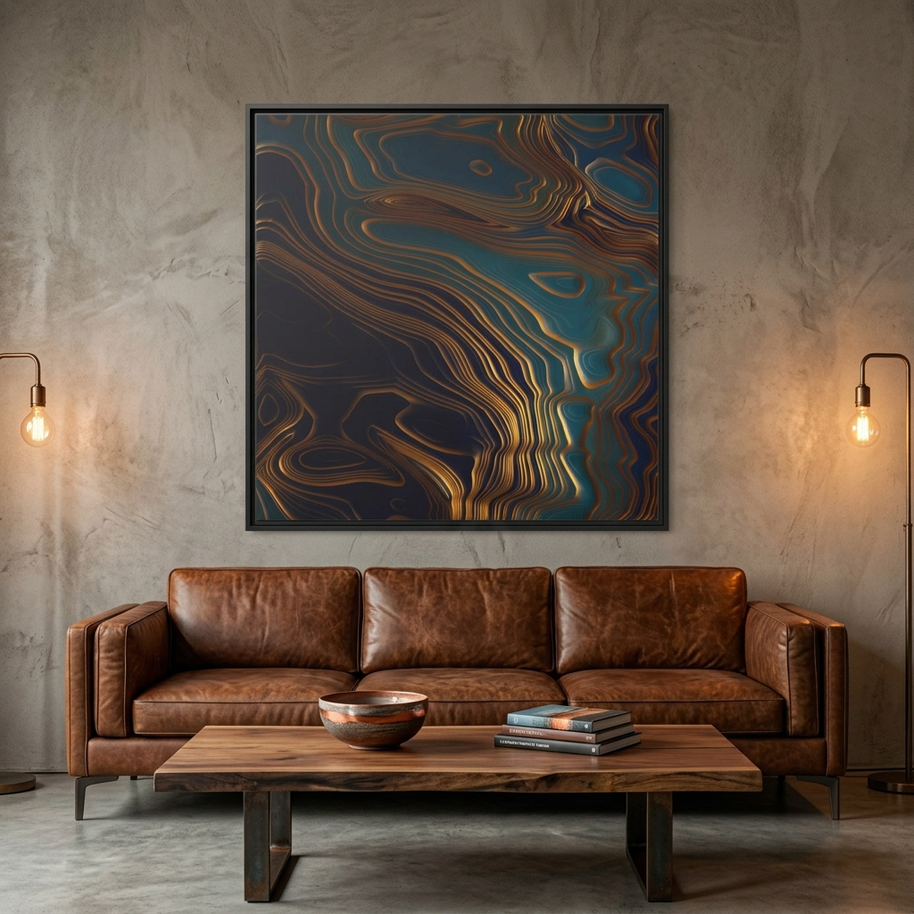 Peacock Ocean - Matte Canvas, Framed (Multi-color)