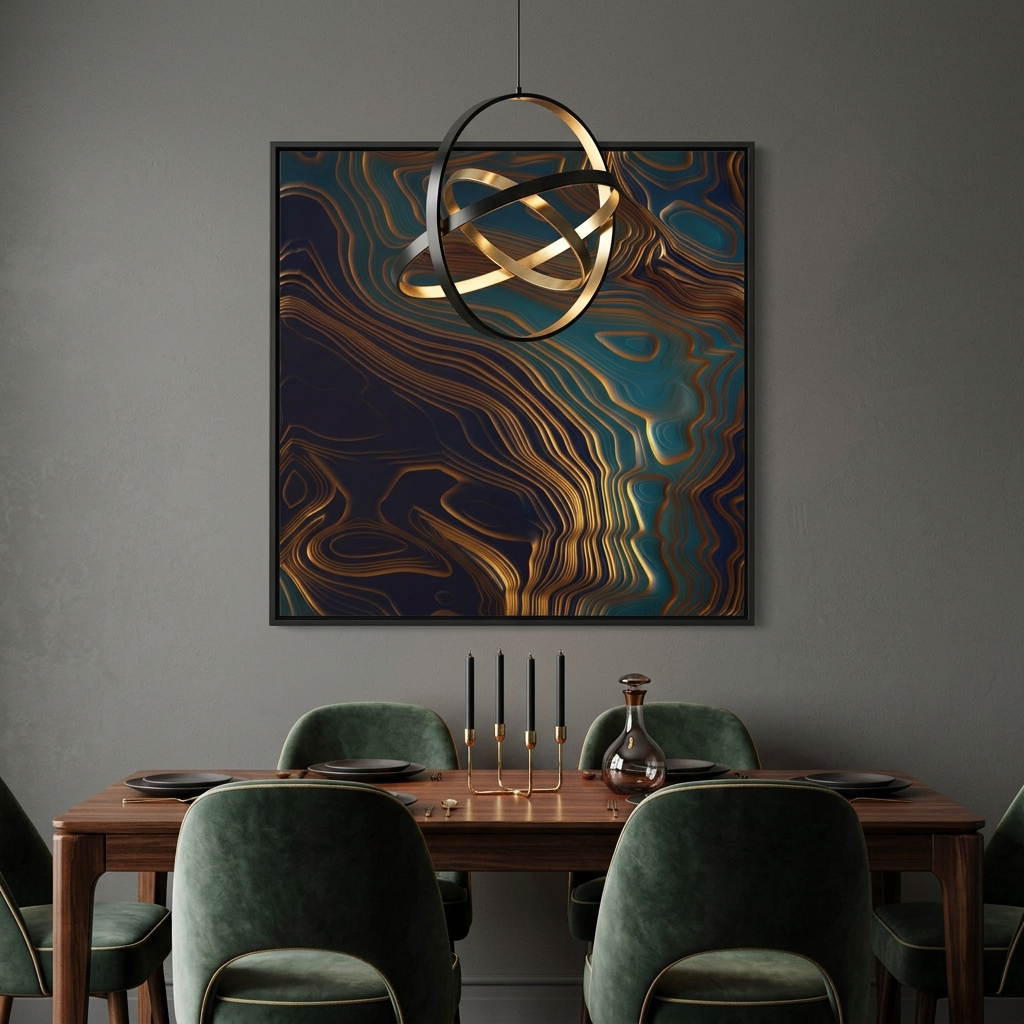 Peacock Ocean - Matte Canvas, Framed (Multi-color)