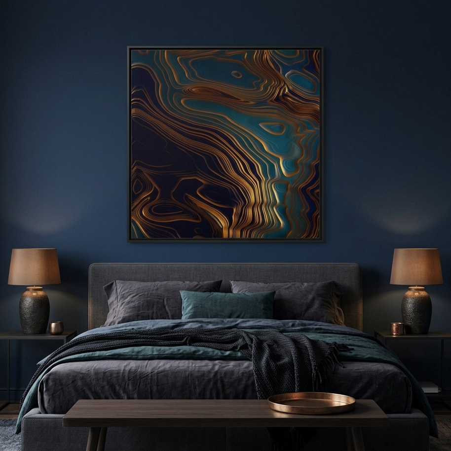 Peacock Ocean - Matte Canvas, Framed (Multi-color)