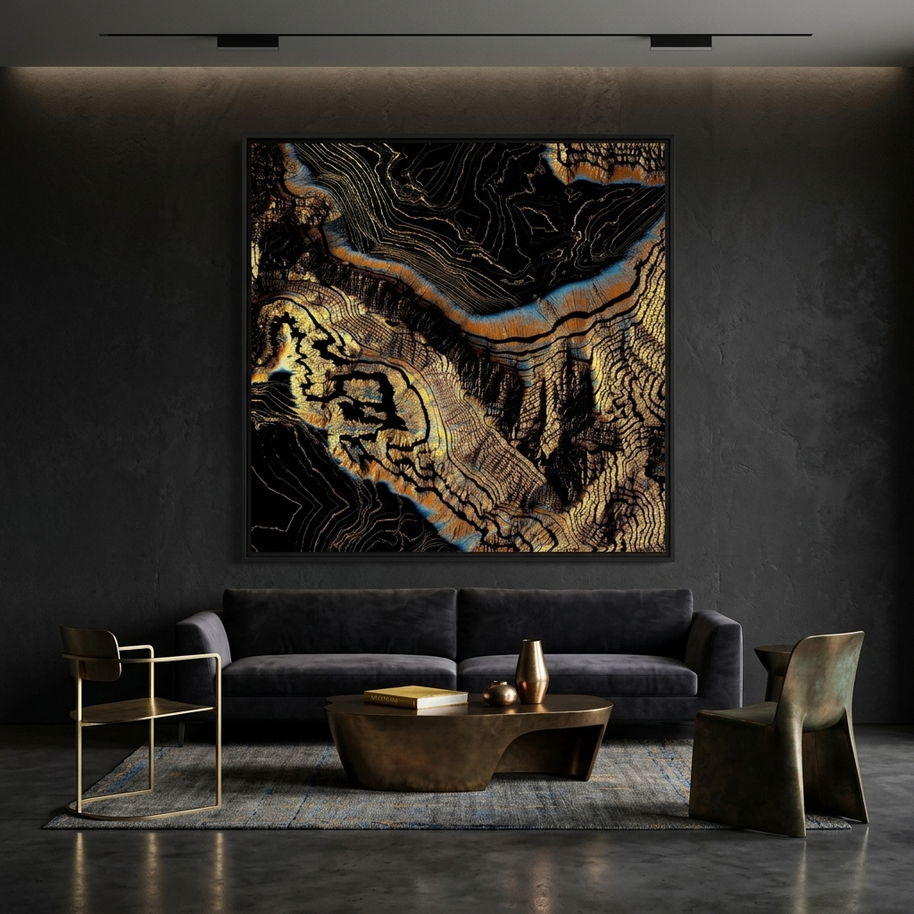 Golden Canyons - Matte Canvas, Framed (Multi-color)