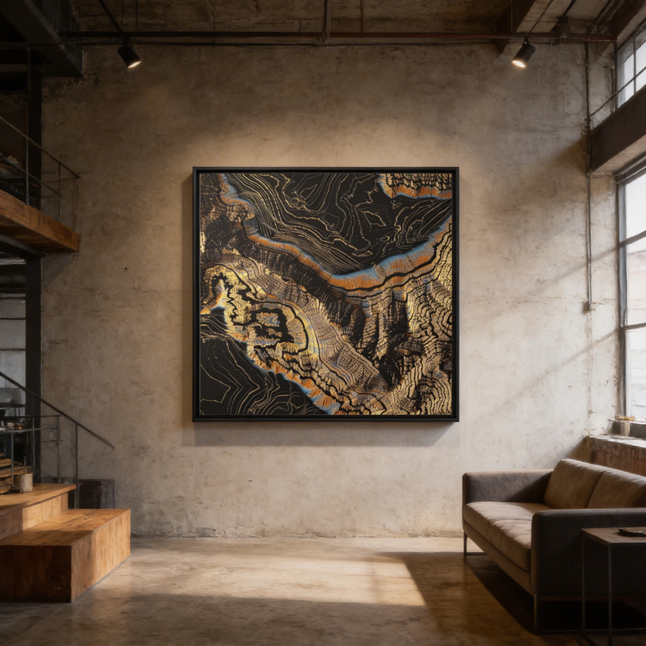 Golden Canyons - Matte Canvas, Framed (Multi-color)