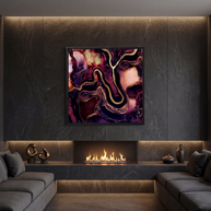 Golden River Abstract - Matte Canvas, Framed (Multi-color)