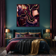 Golden River Abstract - Matte Canvas, Framed (Multi-color)