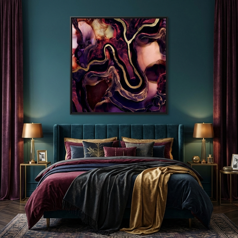 Golden River Abstract - Matte Canvas, Framed (Multi-color)