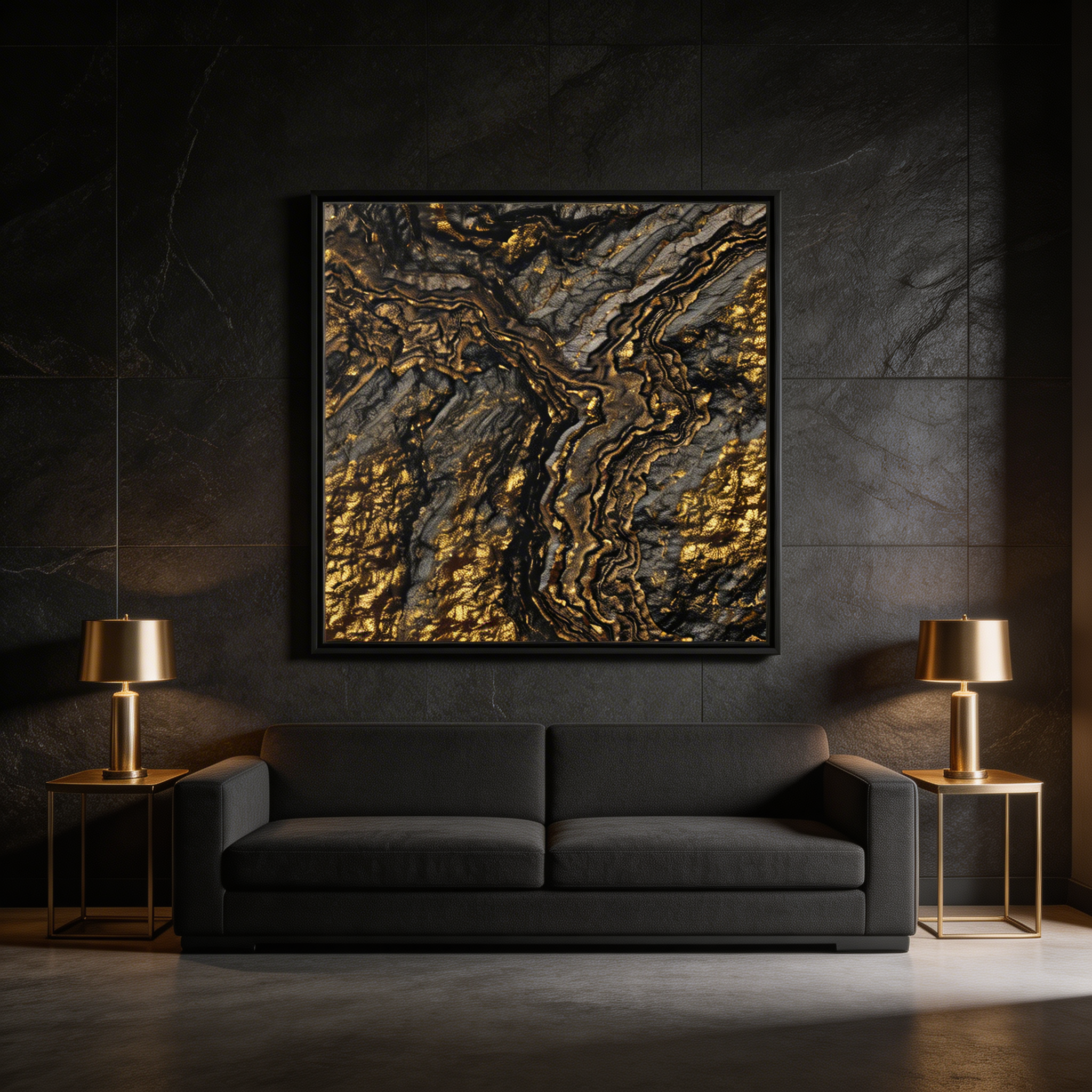 Golden Slate - Matte Canvas, Framed (Multi-color)