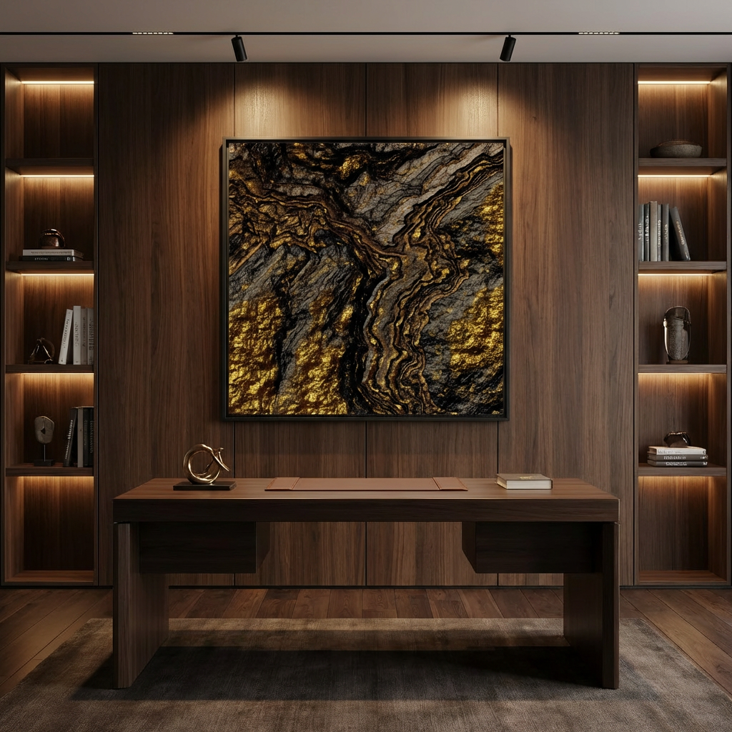 Golden Slate - Matte Canvas, Framed (Multi-color)
