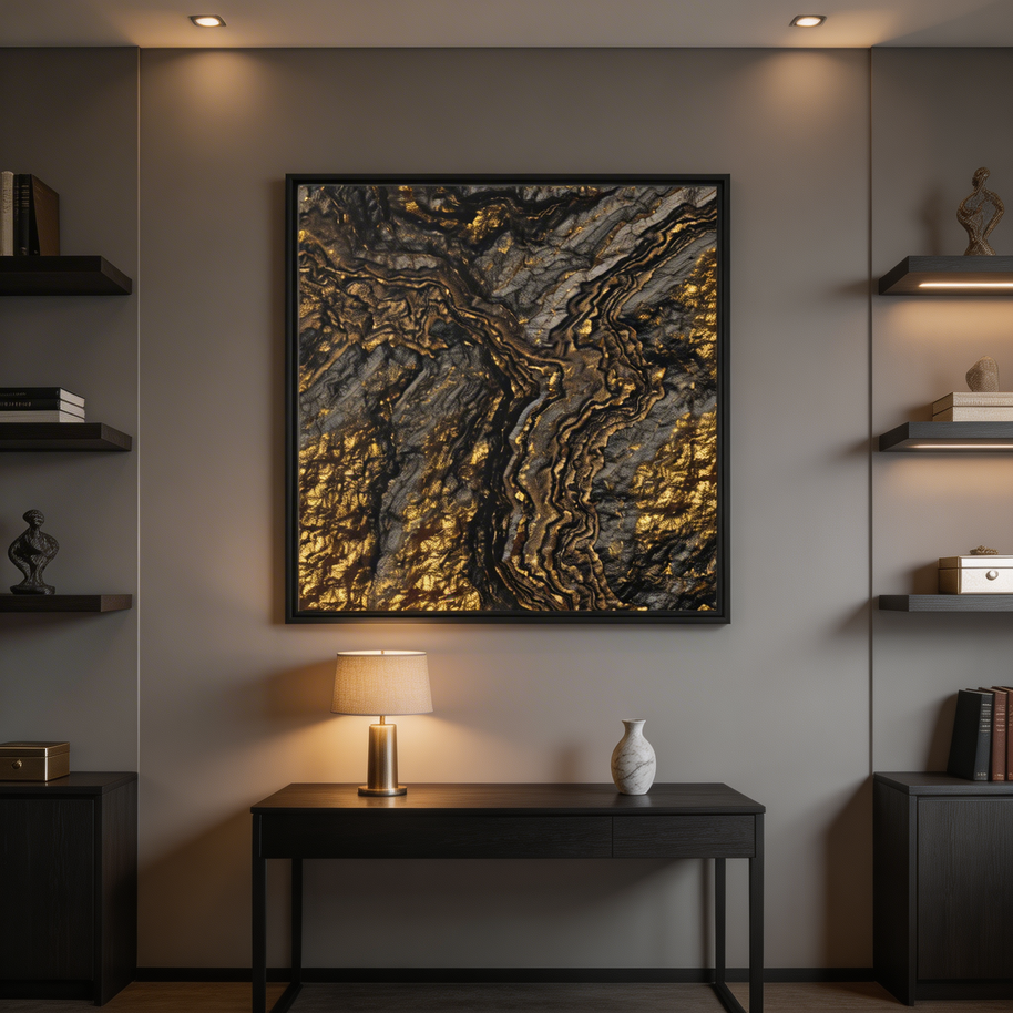 Golden Slate - Matte Canvas, Framed (Multi-color)