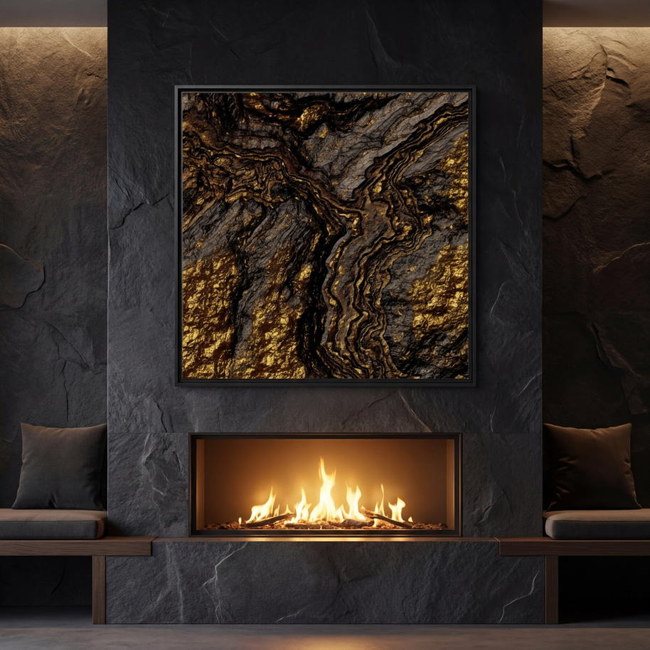 Golden Slate - Matte Canvas, Framed (Multi-color)