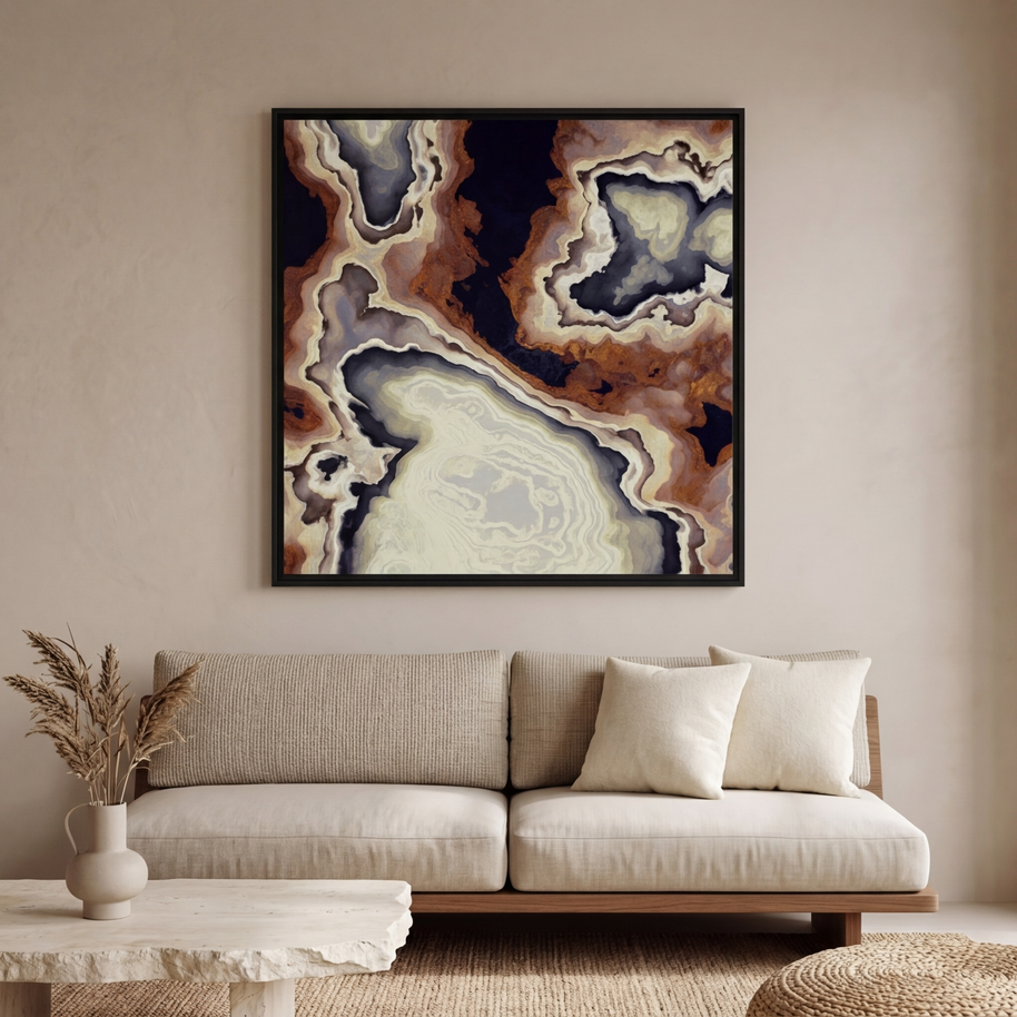 Ivory Agate Abstract - Matte Canvas, Framed (Multi-color)