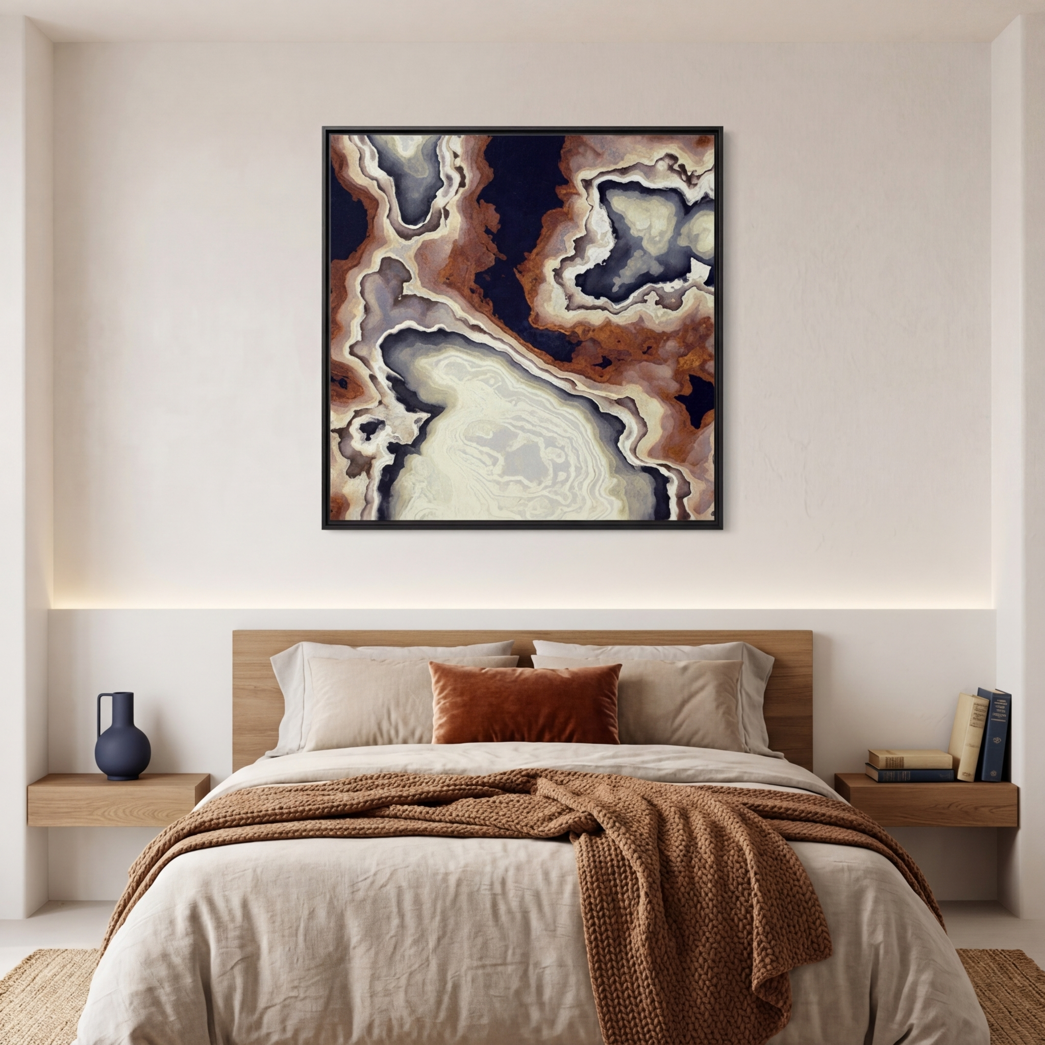 Ivory Agate Abstract - Matte Canvas, Framed (Multi-color)