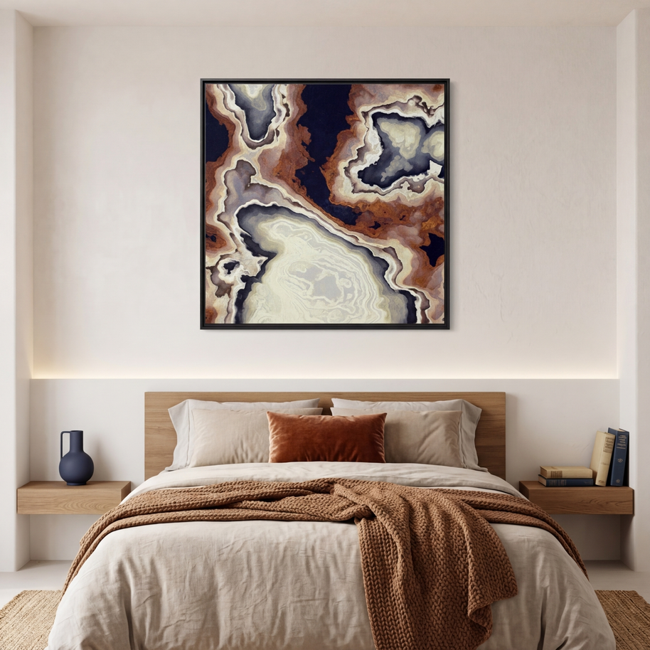 Ivory Agate Abstract - Matte Canvas, Framed (Multi-color)