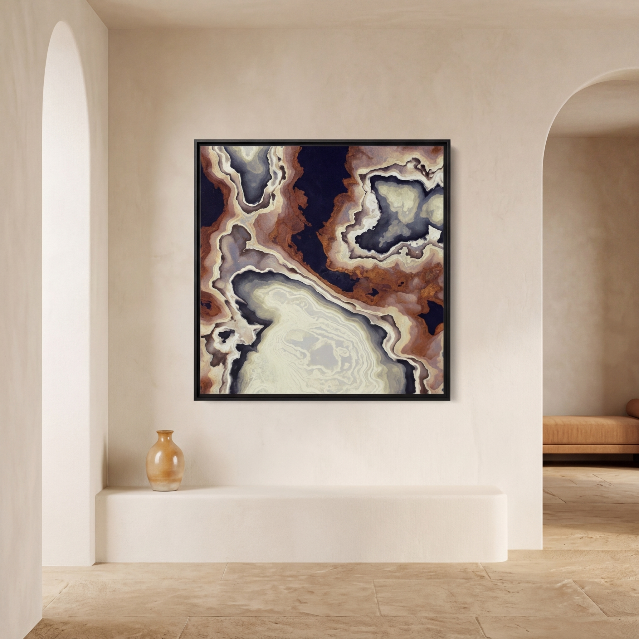 Ivory Agate Abstract - Matte Canvas, Framed (Multi-color)