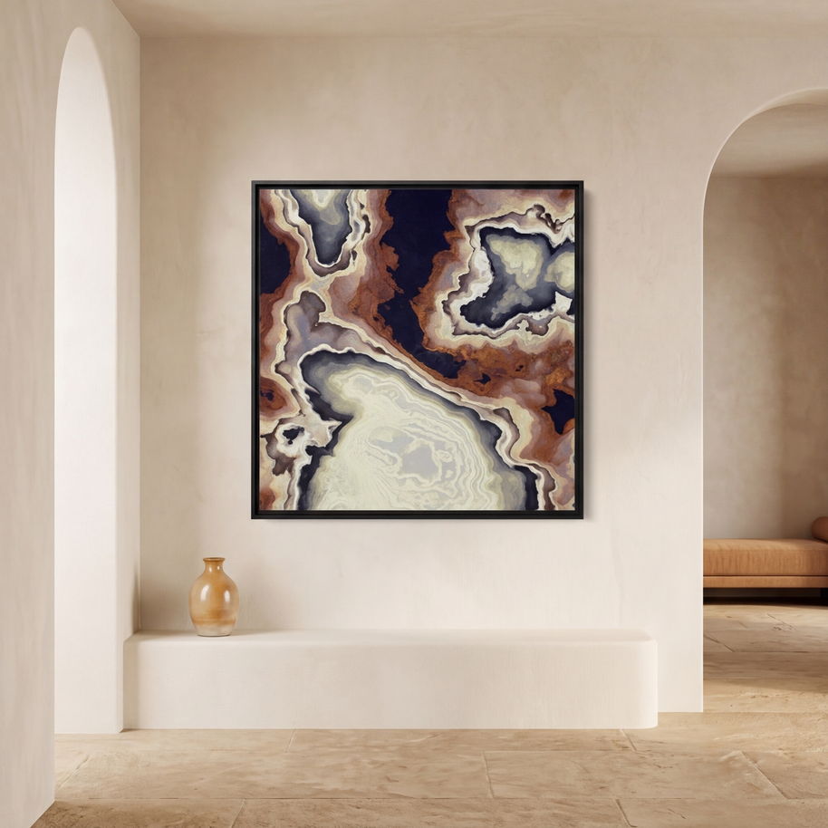 Ivory Agate Abstract - Matte Canvas, Framed (Multi-color)