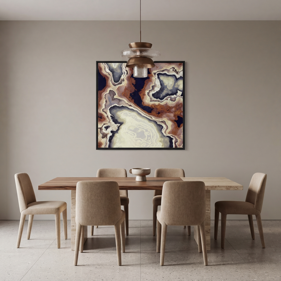 Ivory Agate Abstract - Matte Canvas, Framed (Multi-color)