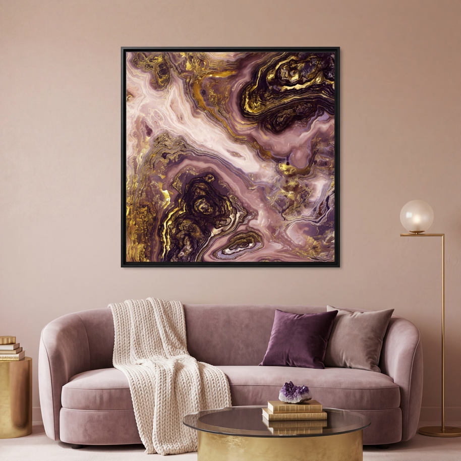 Liquid Gold Agate - Matte Canvas, Framed (Multi-color)