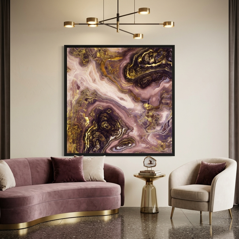 Liquid Gold Agate - Matte Canvas, Framed (Multi-color)
