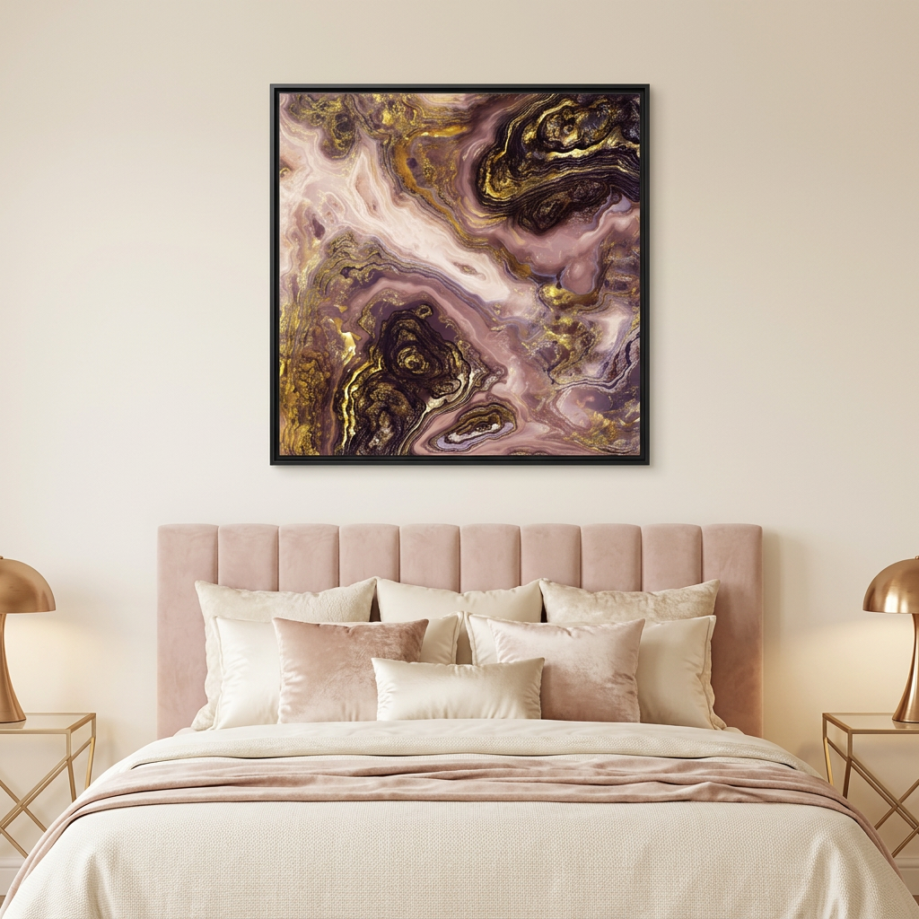 Liquid Gold Agate - Matte Canvas, Framed (Multi-color)