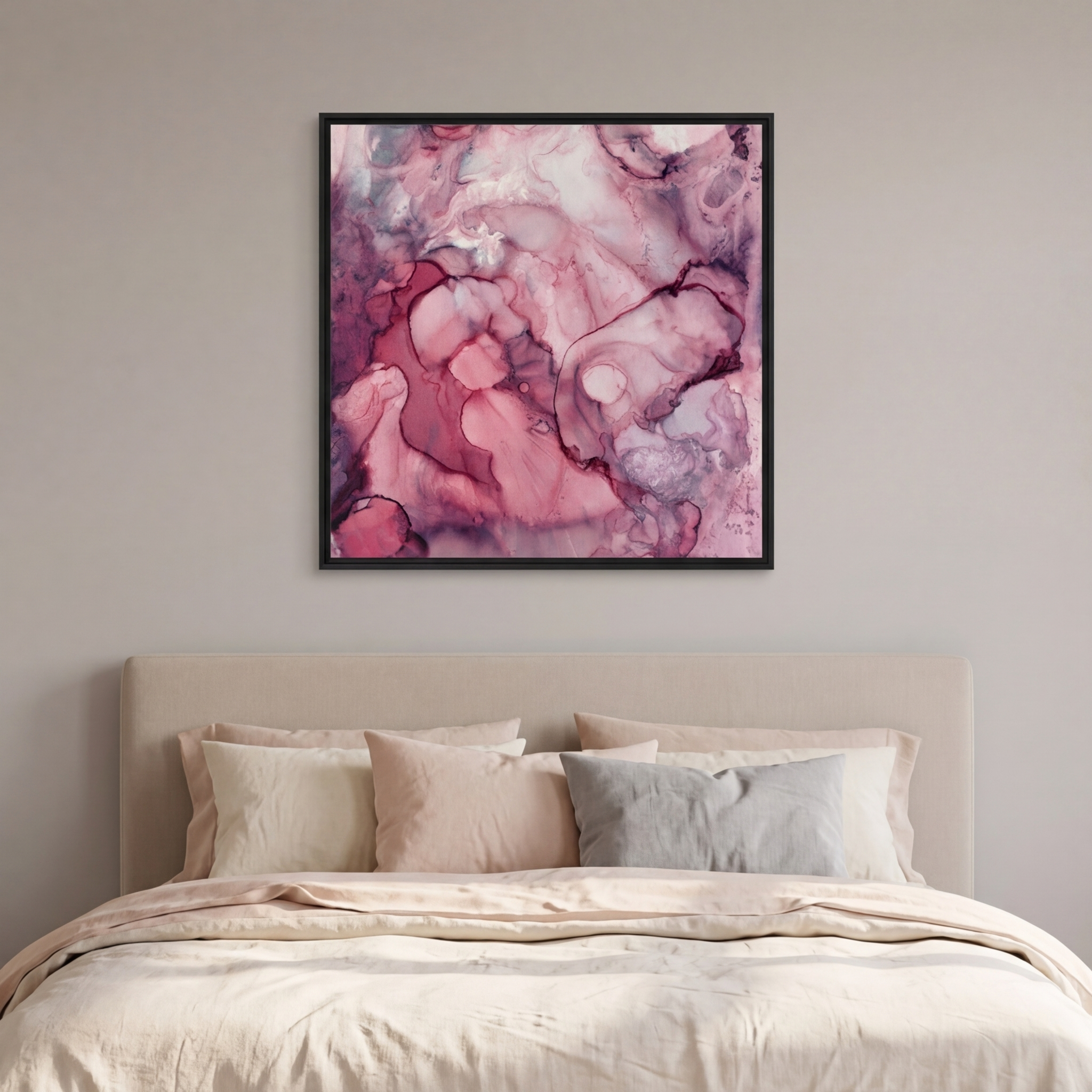 Liquid Mauve Abstract - Matte Canvas, Framed (Multi-color)