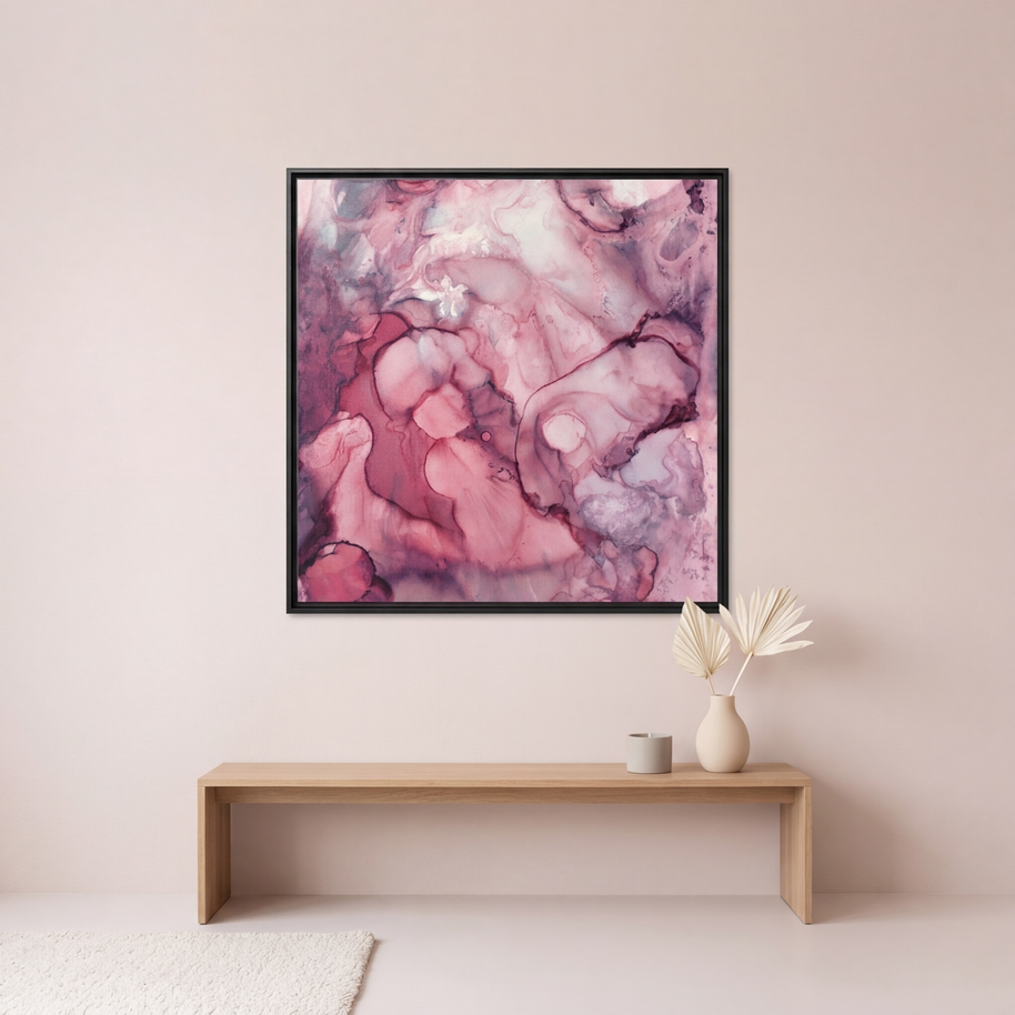 Liquid Mauve Abstract - Matte Canvas, Framed (Multi-color)