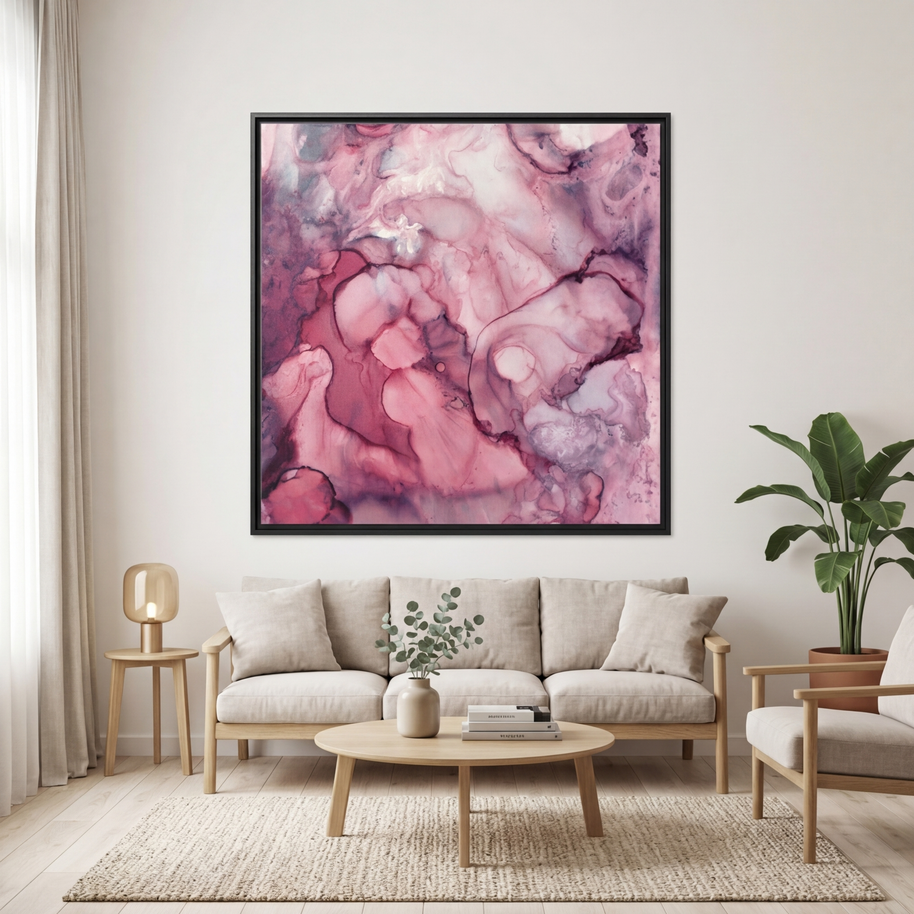 Liquid Mauve Abstract - Matte Canvas, Framed (Multi-color)