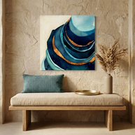 Abstract Blue and Gold Matte Canvas, Stretched, No Frame